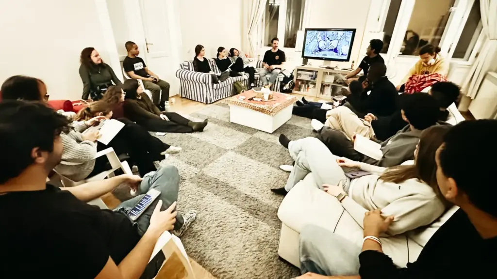 Christian student ministry meeting with international university students in Budapest Hungary